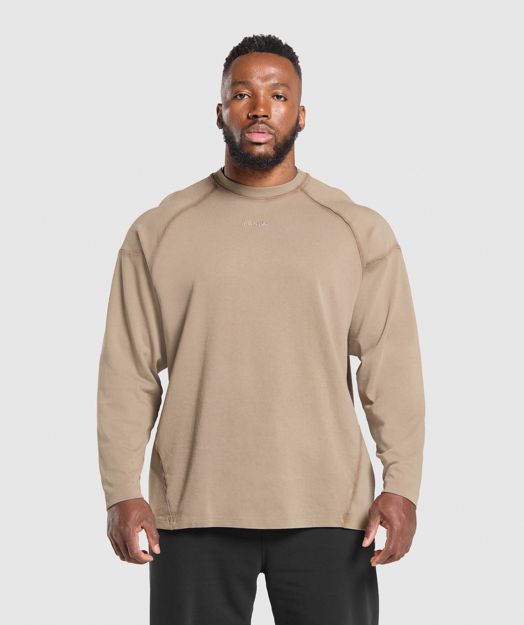 Gymshark Heavyweight Long Sleeve T-Shirt Lifestyle Brown