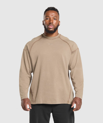 Gymshark Heavyweight Long Sleeve T-Shirt Lifestyle Brown