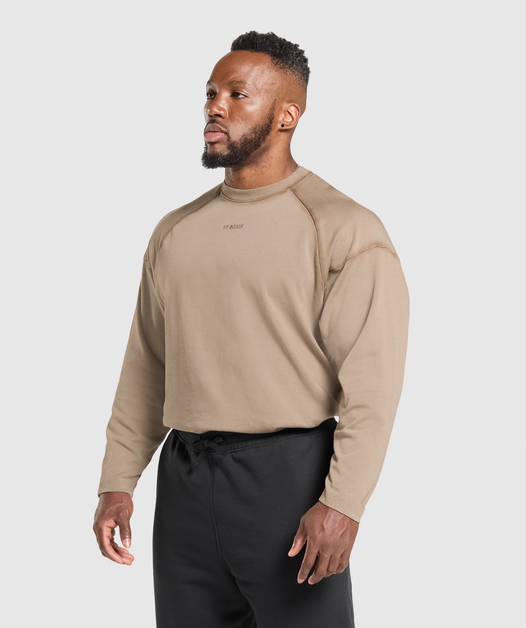 Gymshark Heavyweight Long Sleeve T-Shirt Lifestyle Brown
