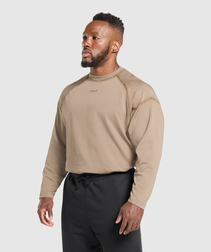 Gymshark Heavyweight Long Sleeve T-Shirt Lifestyle Brown