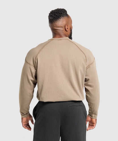Gymshark Heavyweight Long Sleeve T-Shirt Lifestyle Brown