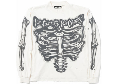 hellstar airbrushed bones longsleeve white