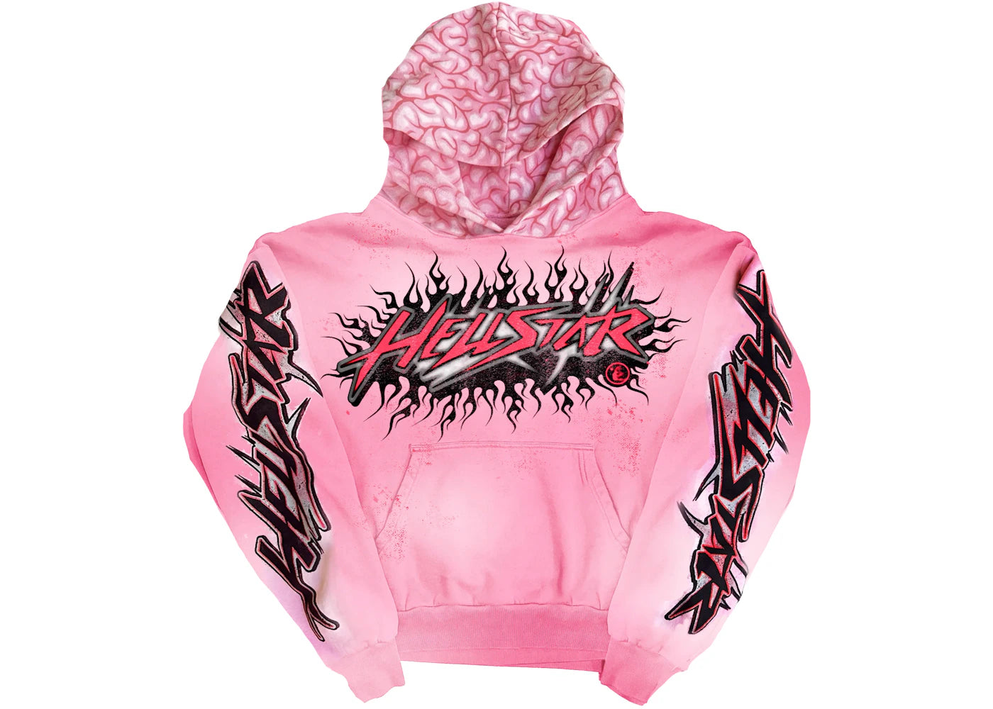 hellstar brainwashed with brain hoodie pink