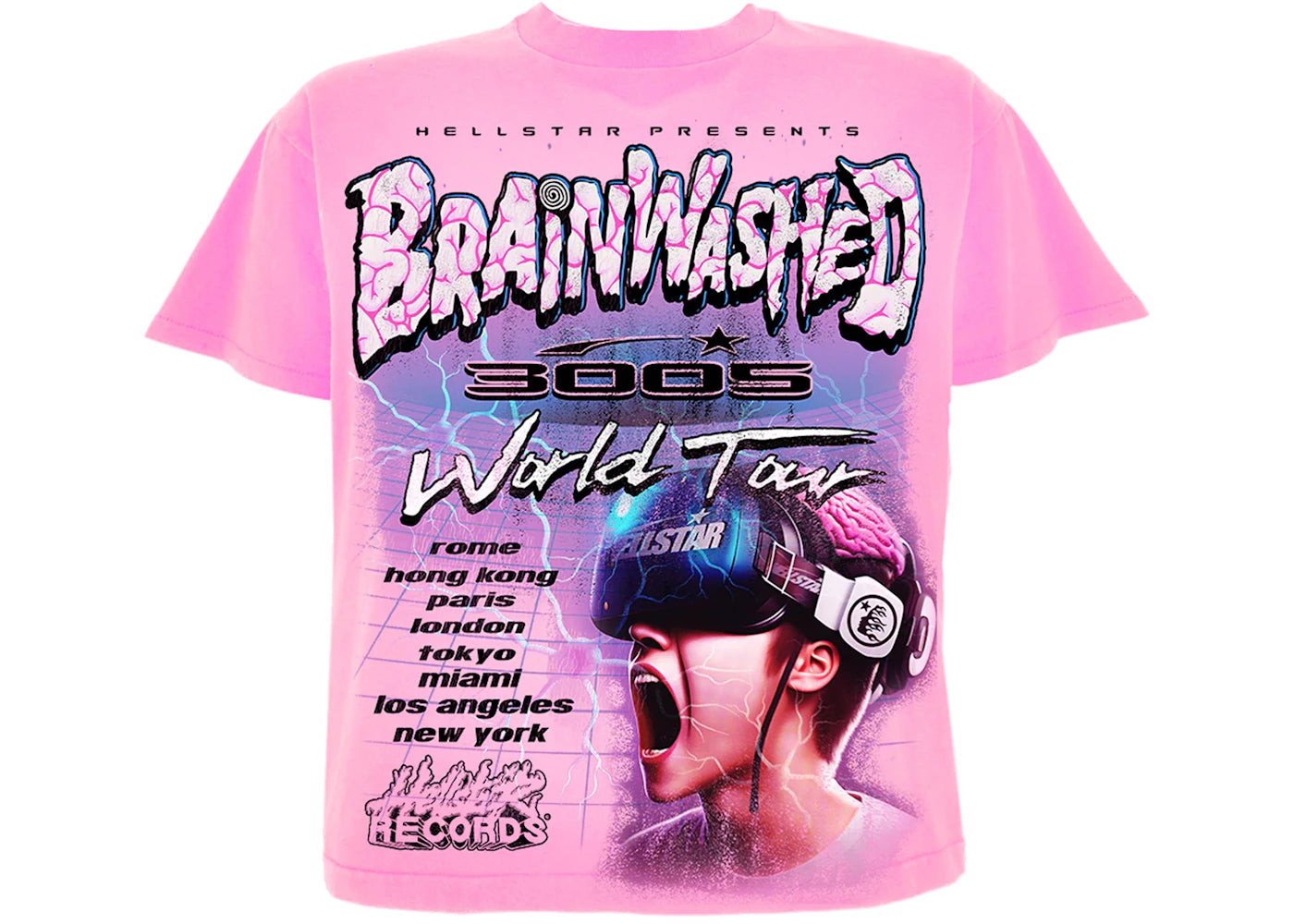 hellstar brainwashed world tour t-shirt pink