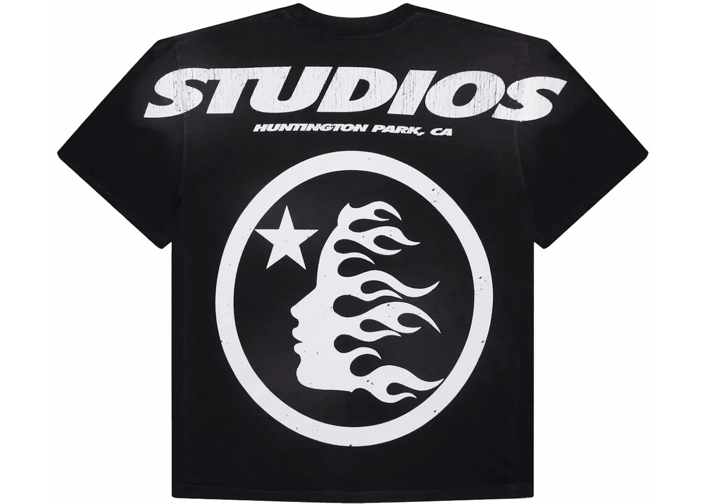 hellstar cartoon logo glitter logo t-shirt black