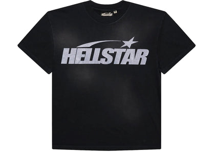 hellstar classic glitter logo t-shirt black