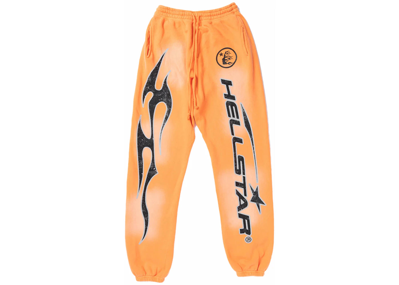hellstar fire orange closed elastic bottom sweatpants orange dye