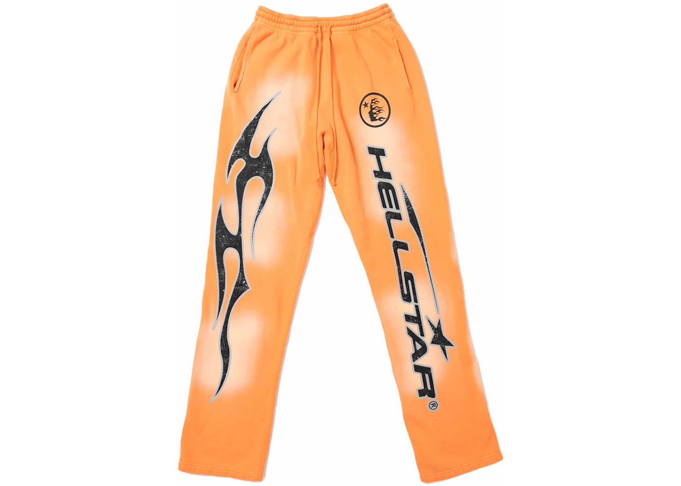 hellstar fire orange flare bottom sweatpants orange dye
