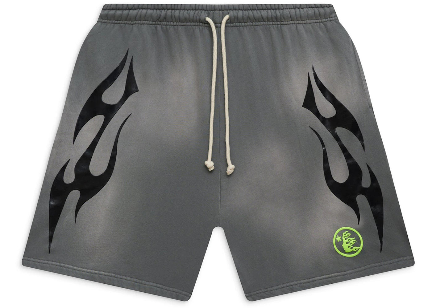hellstar flame shorts grey