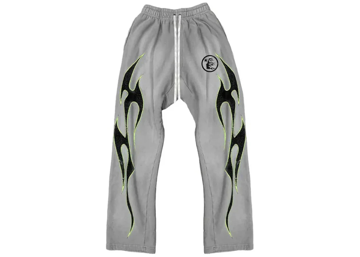 hellstar future flames sweatpants grey/green