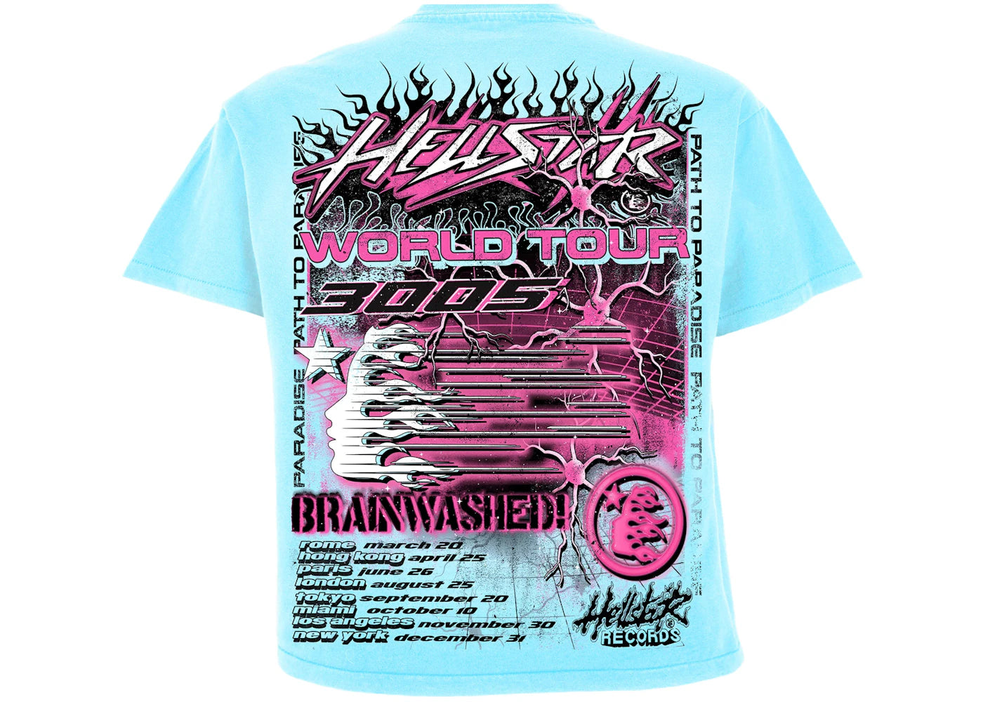 hellstar neuron tour t-shirt light blue