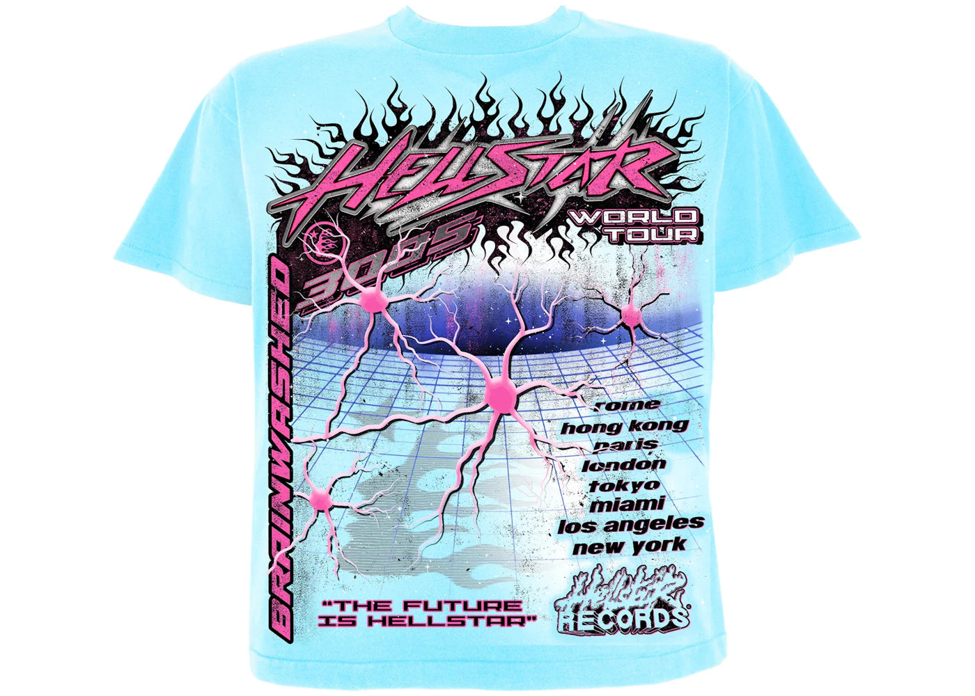 hellstar neuron tour t-shirt light blue