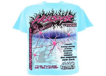 hellstar neuron tour t-shirt light blue