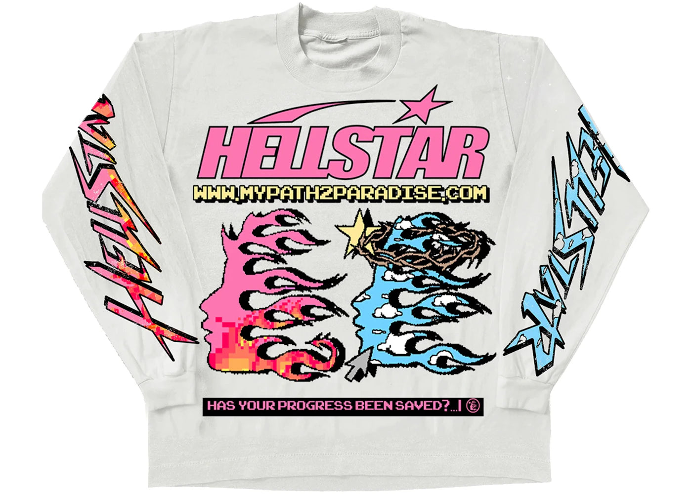 hellstar pixel l/s tee white