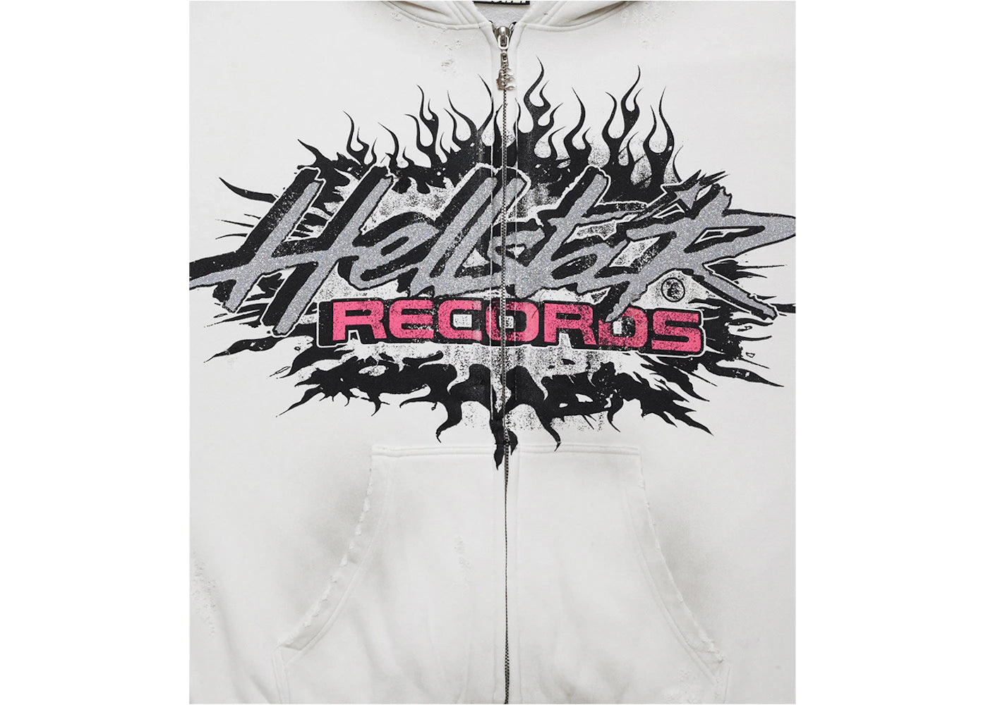 hellstar records glitter zip-up white