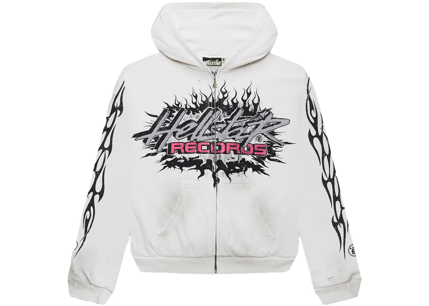 hellstar records glitter zip-up white