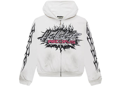 hellstar records glitter zip-up white
