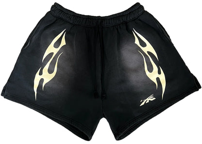 hellstar sports flame shorts black
