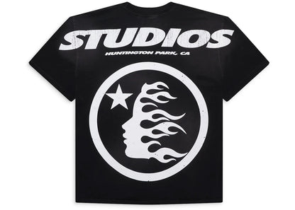 hellstar studios cartoon logo t-shirt yellow