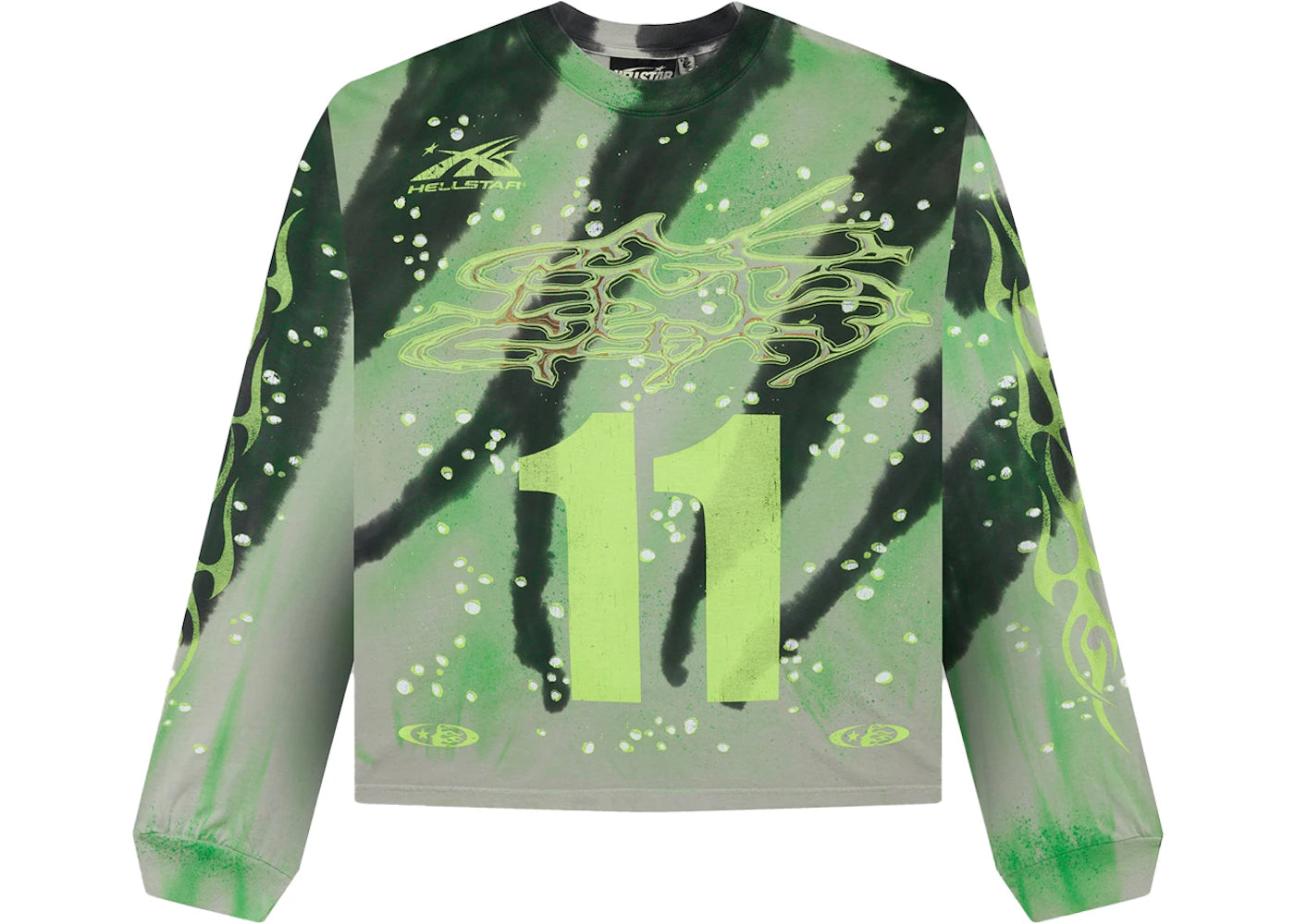 hellstar tye-dye moto longsleeve green