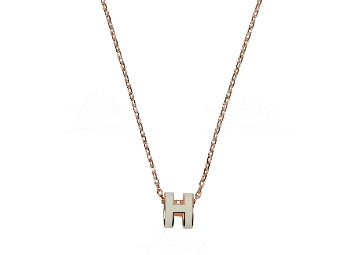 Hermes Mini Pop H Pendant Rose Gold-Tone Blanc