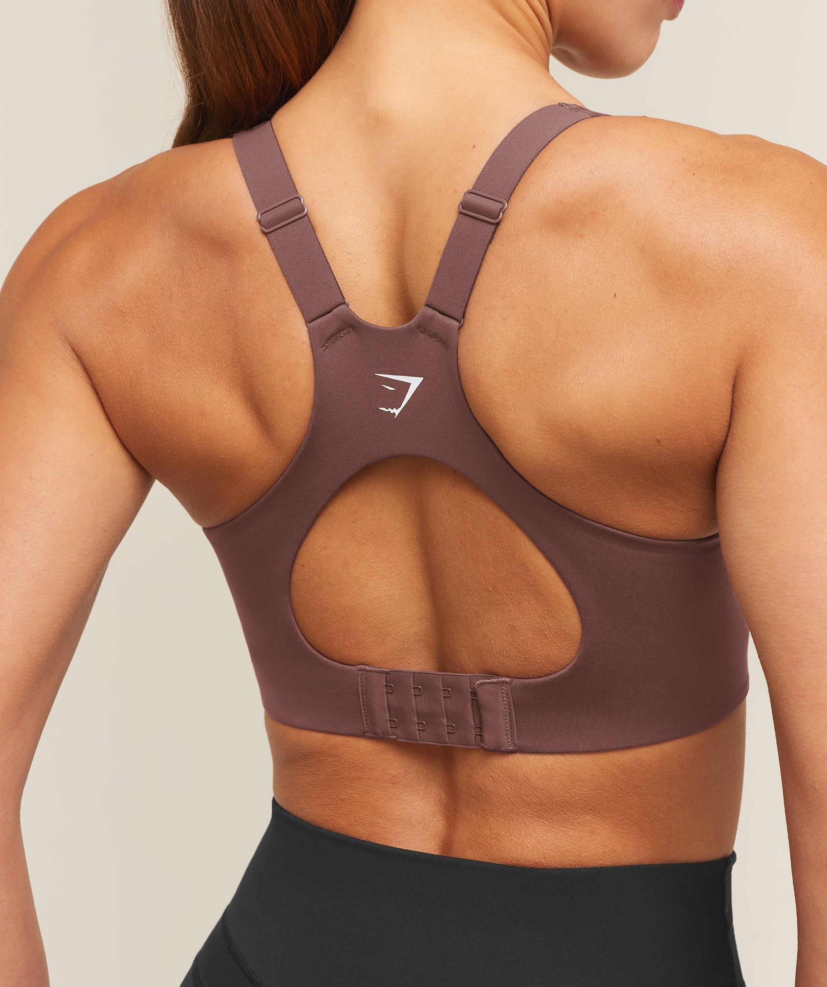 Women's Gymshark High Support V-Neck Sports Bra Espresso Brown
