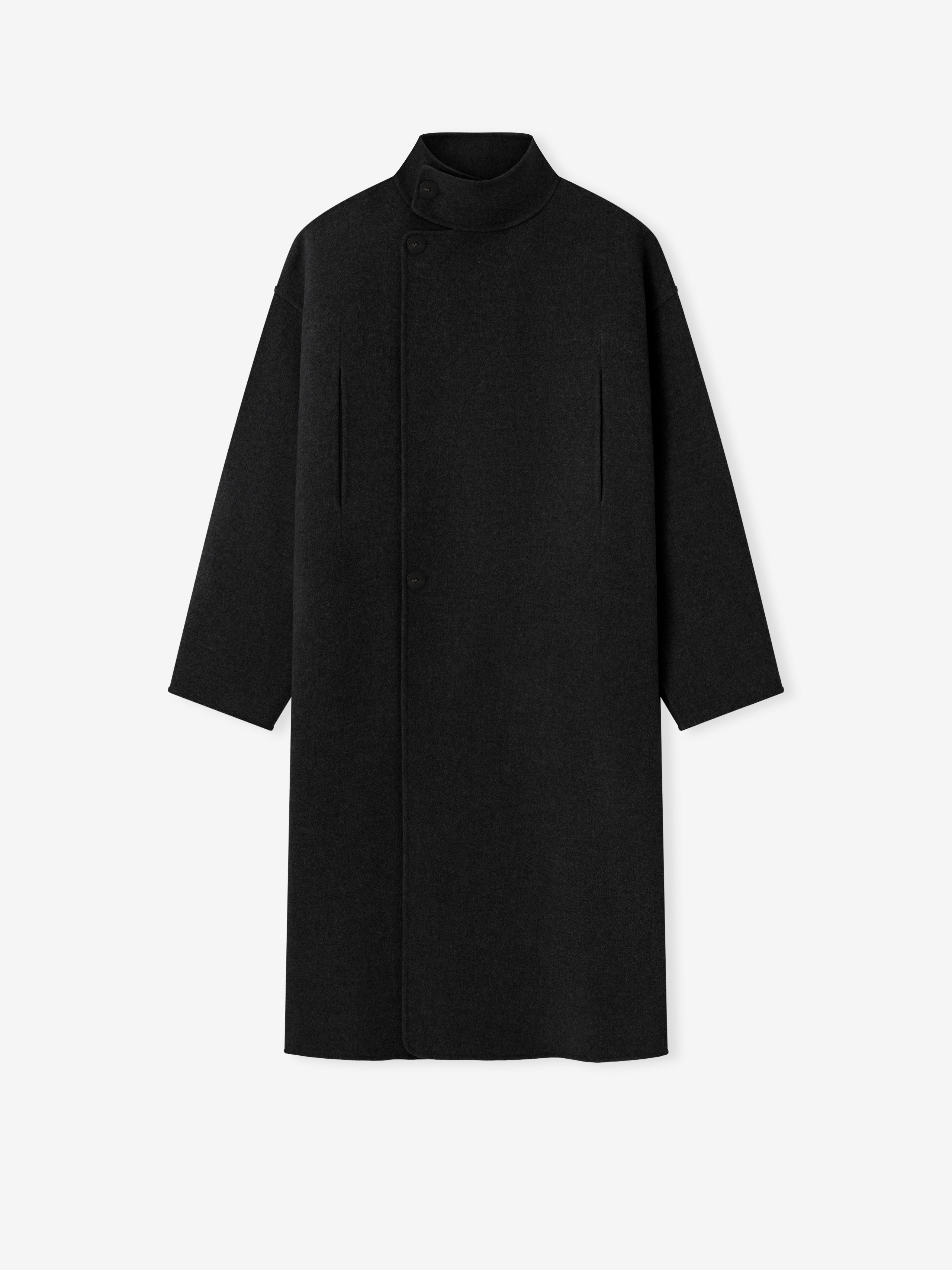 Essentials Wool Cashmere Highneck Coat Charcoal