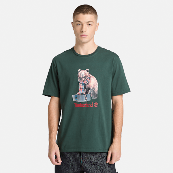 Timberland Holiday Graphic Bear T-Shirt Dark Forest Green