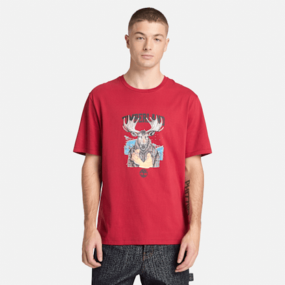 Timberland Holiday Graphic Moose T-Shirt Brick Red