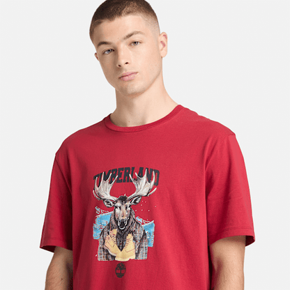 Timberland Holiday Graphic Moose T-Shirt Brick Red