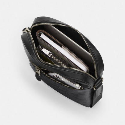 Coach Houston Flight Bag In Signature Leather Gunmetal Black