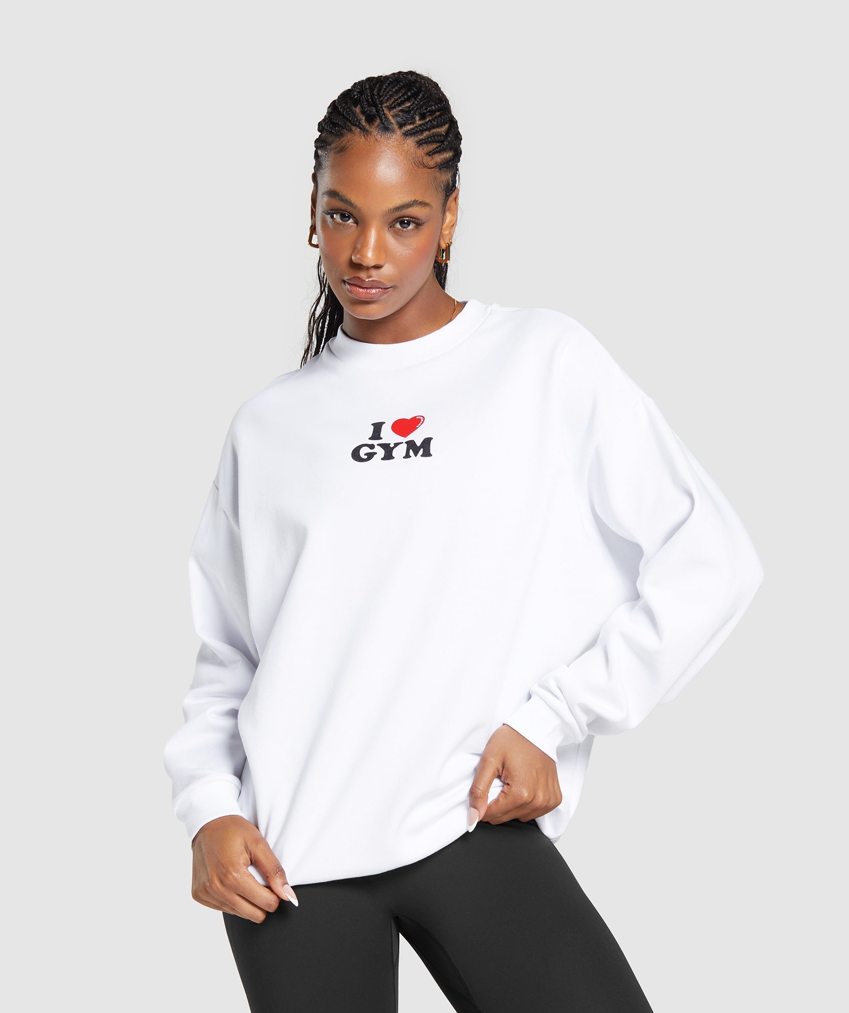 Women's Gymshark I Heart Gym Oversized Sweatshirt White