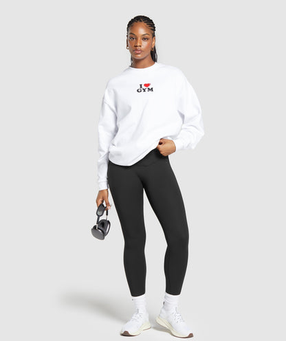 Women's Gymshark I Heart Gym Oversized Sweatshirt White