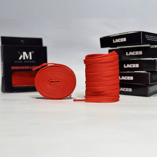 Flat Sneaker Laces- Red | Jordan laces | AJ1 Laces | Kicks Machine