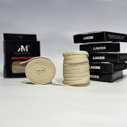 Flat Sneaker Laces- Beige | Jordan laces | AJ1 Laces | Kicks Machine