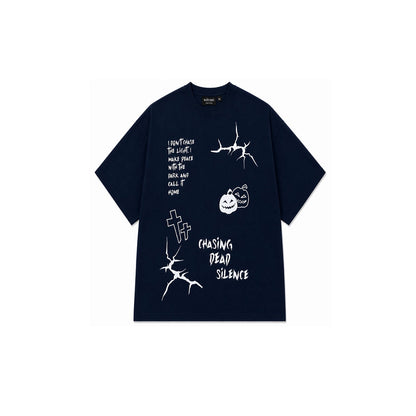 MIDNIGHT SPOOKY NAVY MEN’S OVERSIZED T-SHIRT