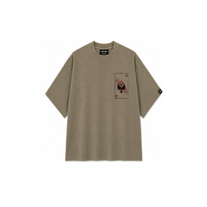 SPADE OF SECRETS BEIGE ACIDWASH WOMEN’S OVERSIZED T-SHIRT