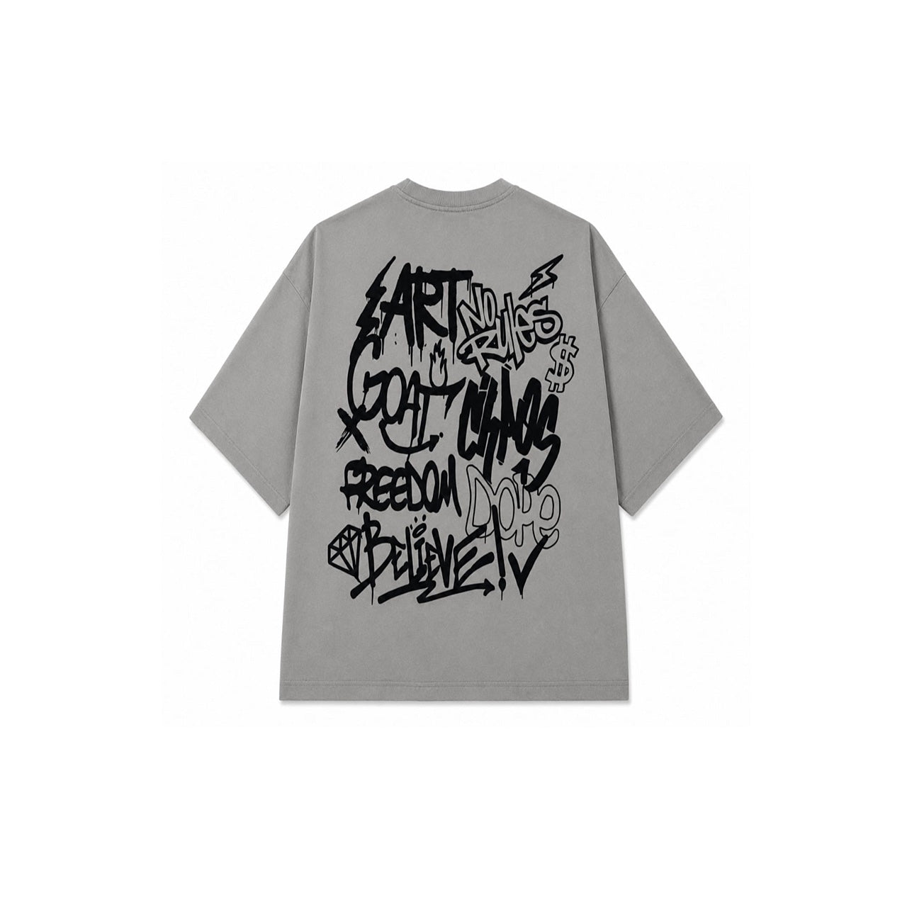 RUST GRAFFITI GREY MEN’S OVERSIZED T-SHIRT