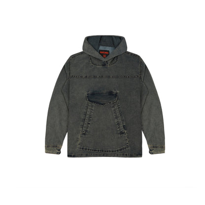 ACID WASH DENIM WOMEN'S HOODIE