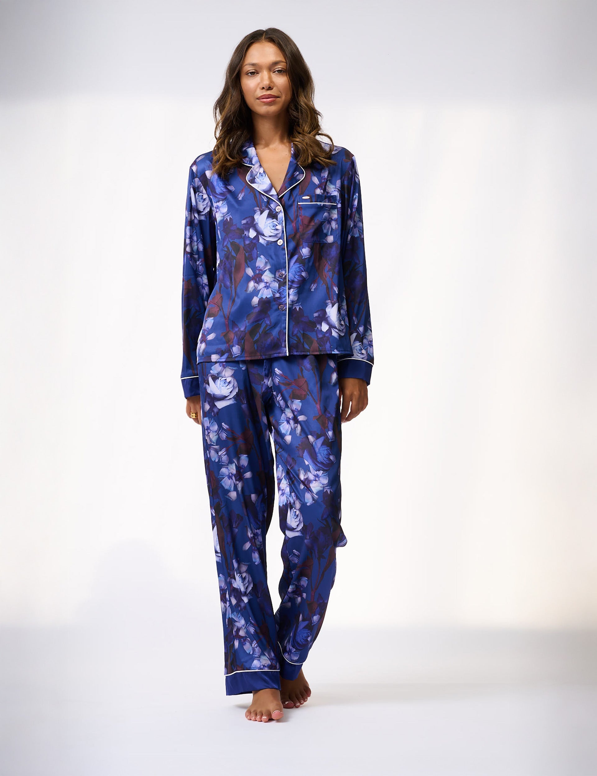 Ted Baker Isla Floral Print Satin Long Pyjama Set Women's