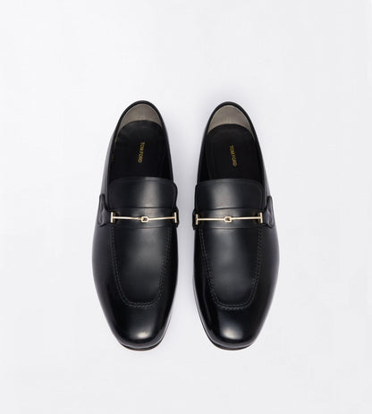 Tom Ford Burnished Leather Double T Hardware Gigi Loafer