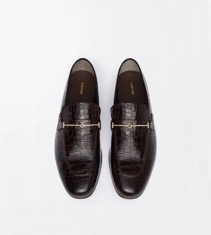 Tom Ford Burnished Leather Double T Hardware Gigi Loafer