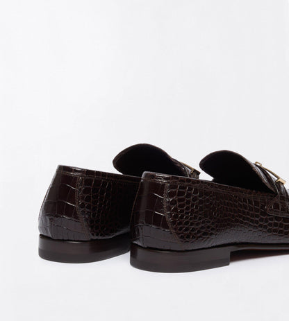 Tom Ford Burnished Leather Double T Hardware Gigi Loafer
