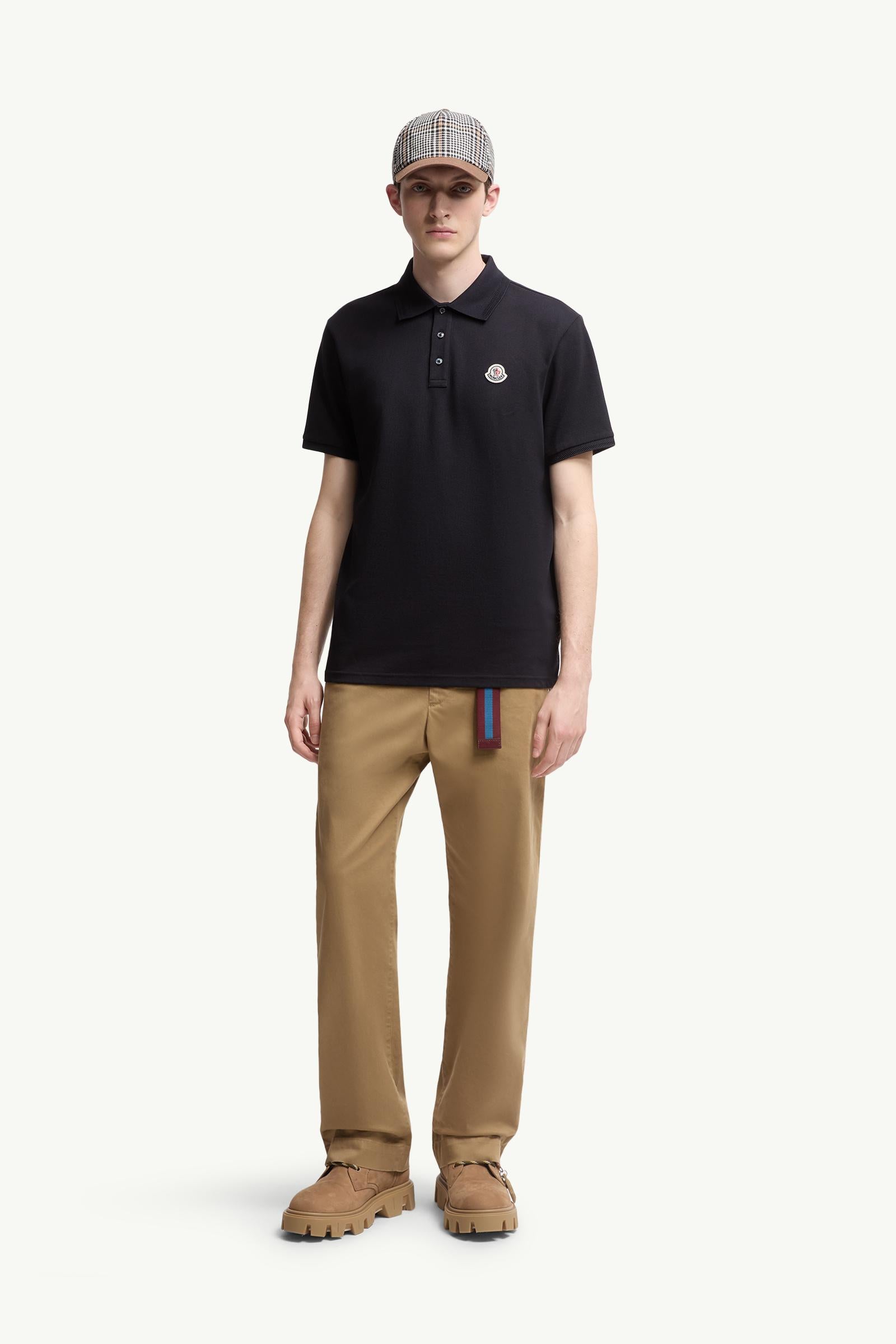 Moncler Logo Patch Cotton Piquet Polo Shirt Night Blue Night Blue