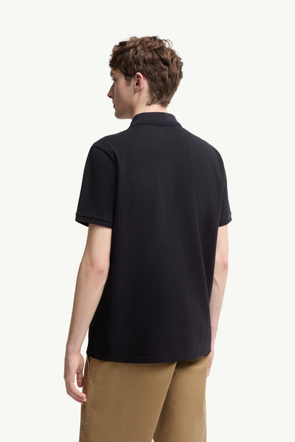 Moncler Logo Patch Cotton Piquet Polo Shirt Night Blue Night Blue