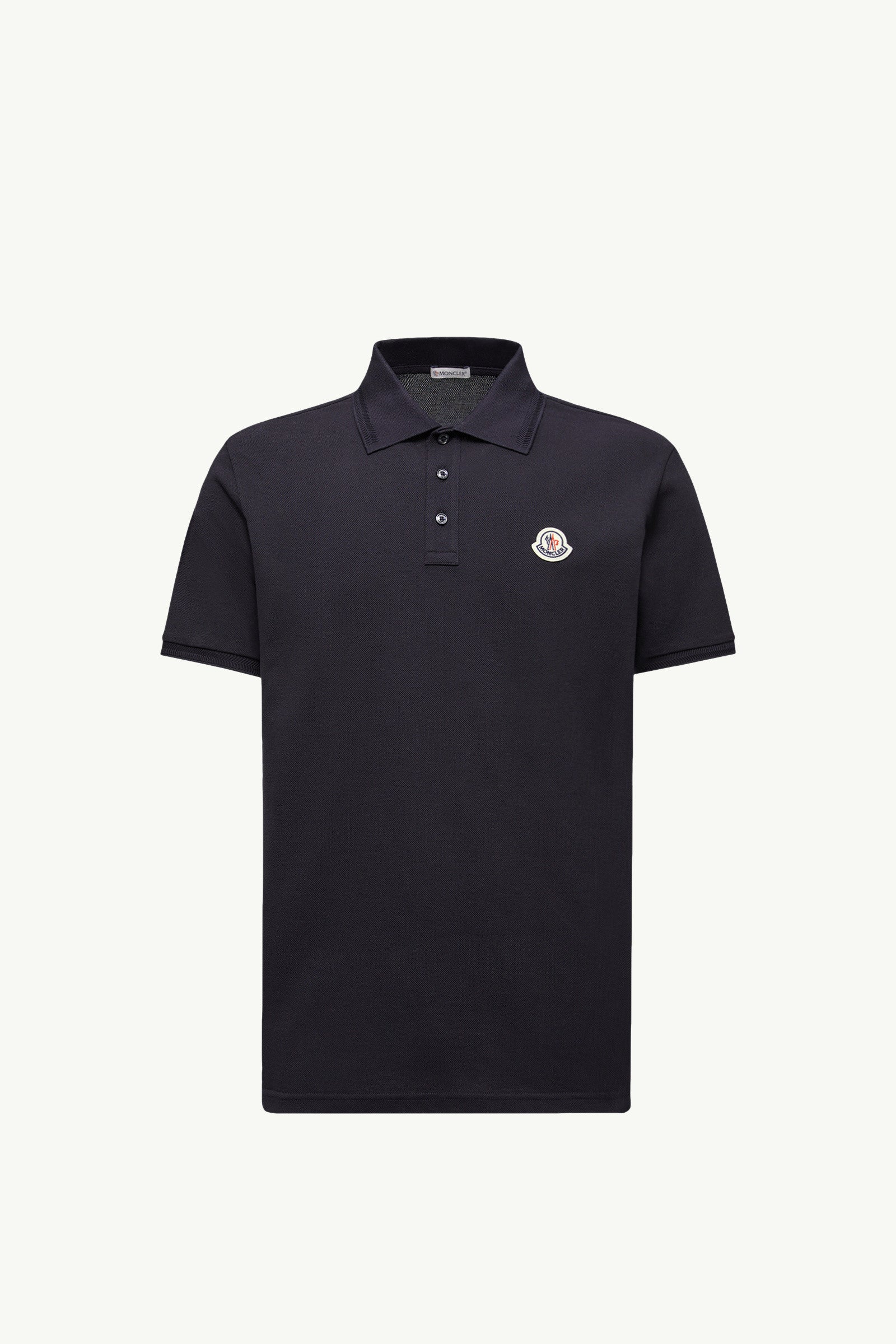 Moncler Logo Patch Cotton Piquet Polo Shirt Night Blue Night Blue