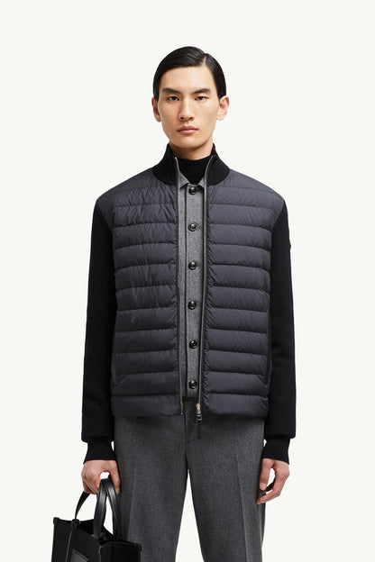 Moncler Padded Wool & Cashmere Zip-Up Cardigan Black Black
