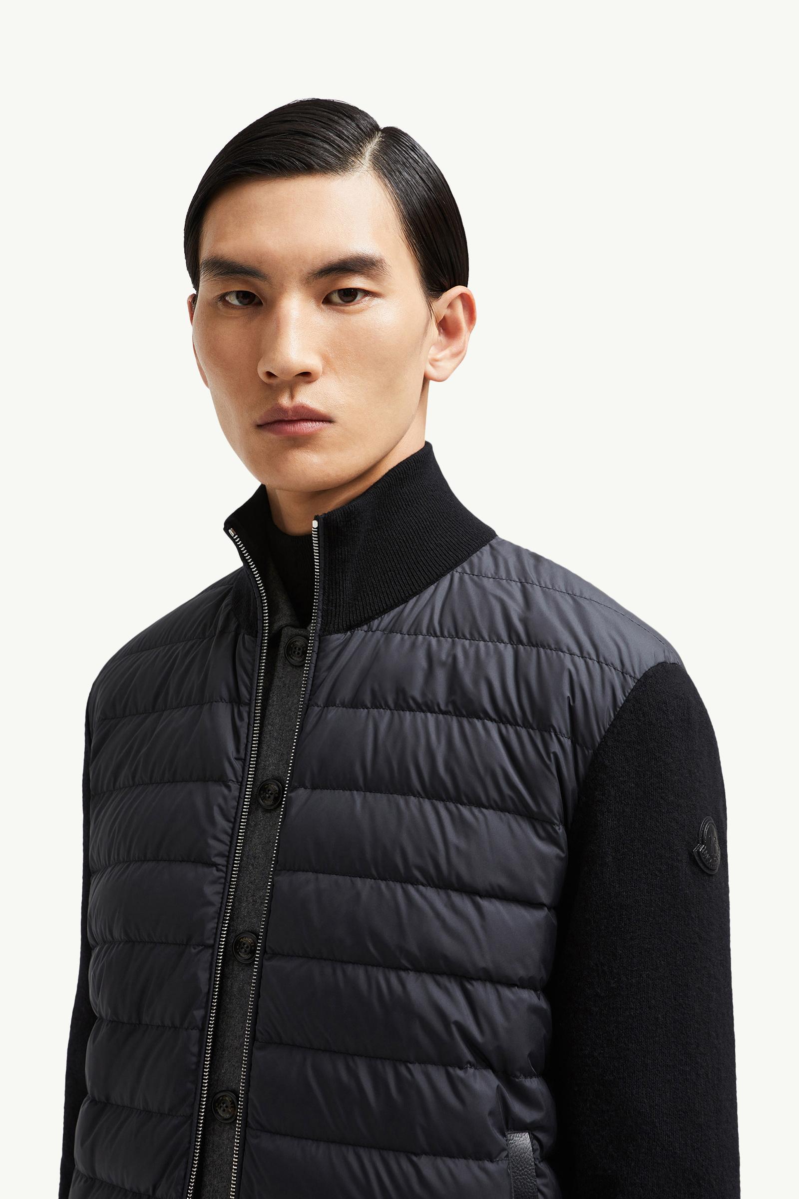 Moncler Padded Wool & Cashmere Zip-Up Cardigan Black Black