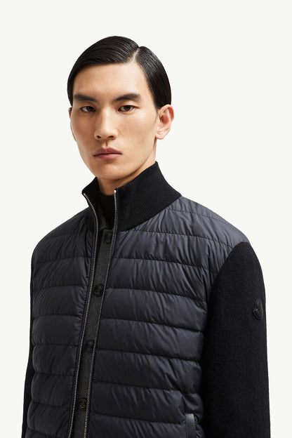 Moncler Padded Wool & Cashmere Zip-Up Cardigan Black Black