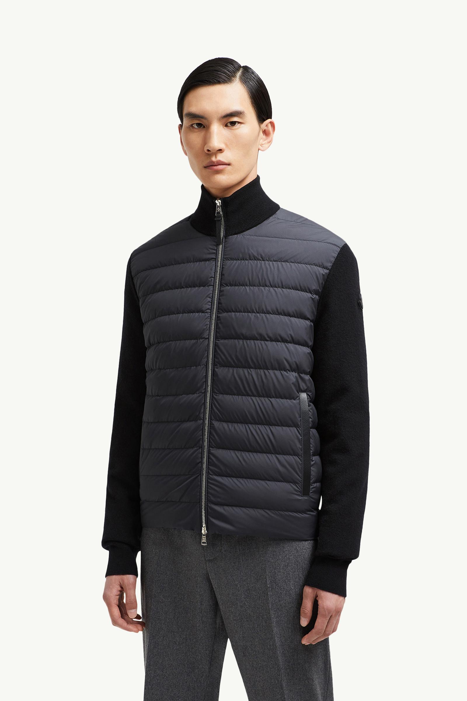 Moncler Padded Wool & Cashmere Zip-Up Cardigan Black Black